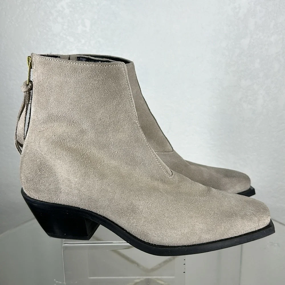 Allsaints Lenora Booties Ankle Boots Back Zipper Stone Suede Shoes 38